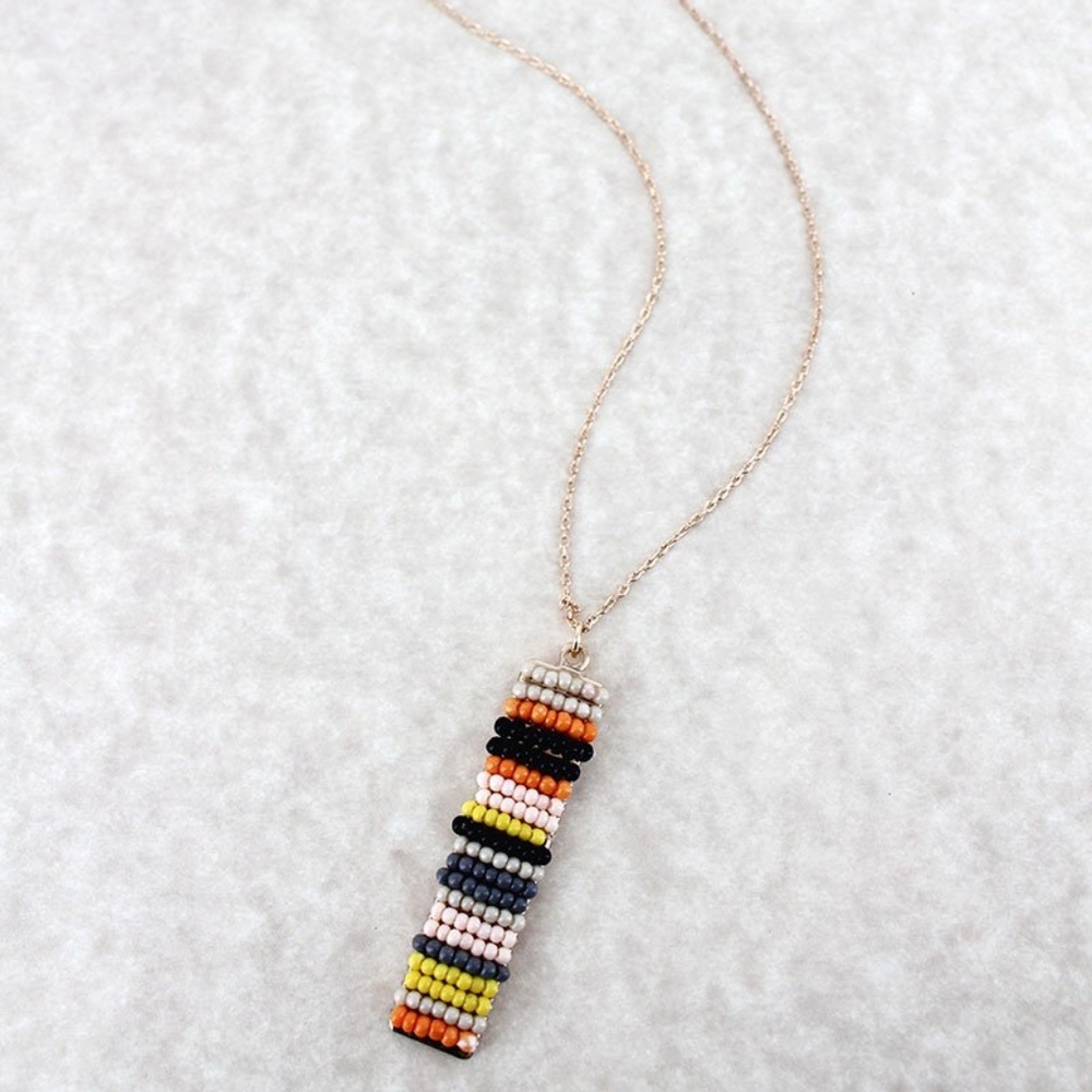 Seed Bead Bar Pendant Necklace